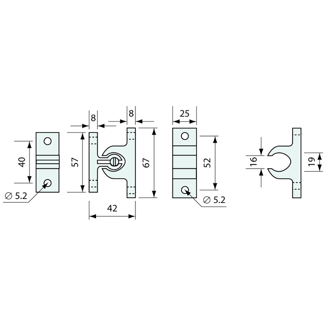 Door Holder Nylon White 67mm